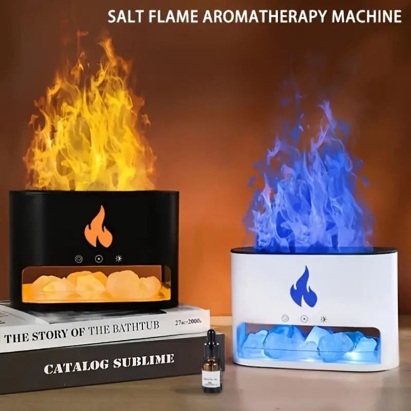 Salt Flame Aromatherapy Machine: Decorative Mist Diffuser with Realistic Flame Effect"