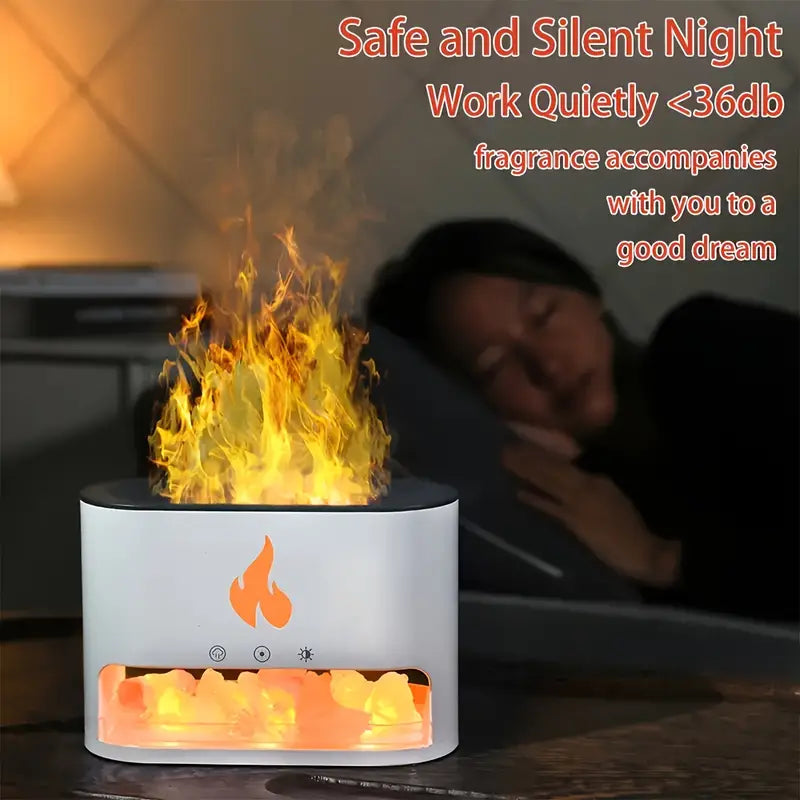 Salt Flame Aromatherapy Machine: Decorative Mist Diffuser with Realistic Flame Effect"