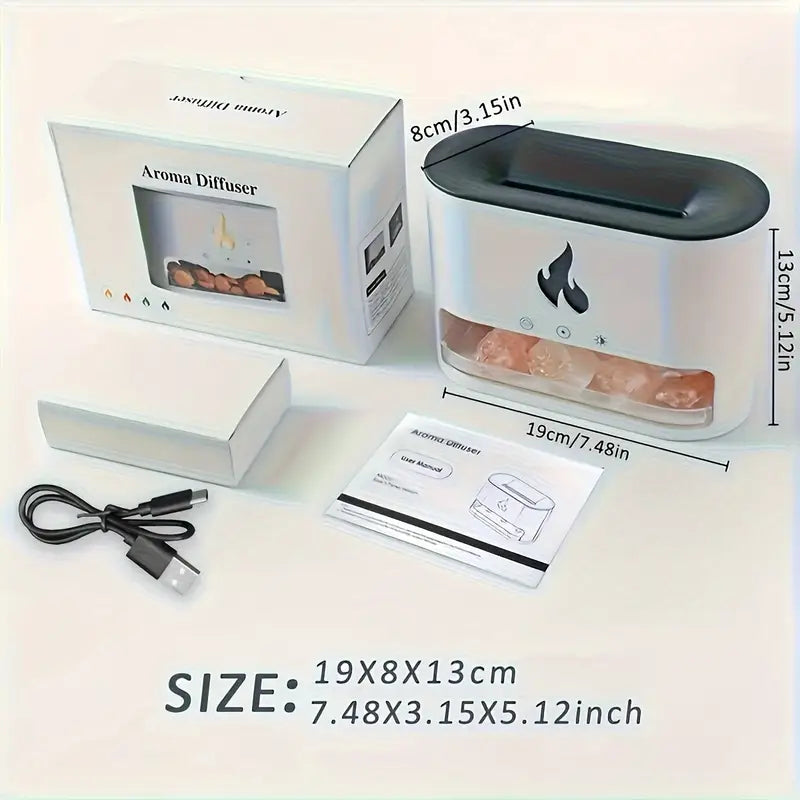 Salt Flame Aromatherapy Machine: Decorative Mist Diffuser with Realistic Flame Effect"